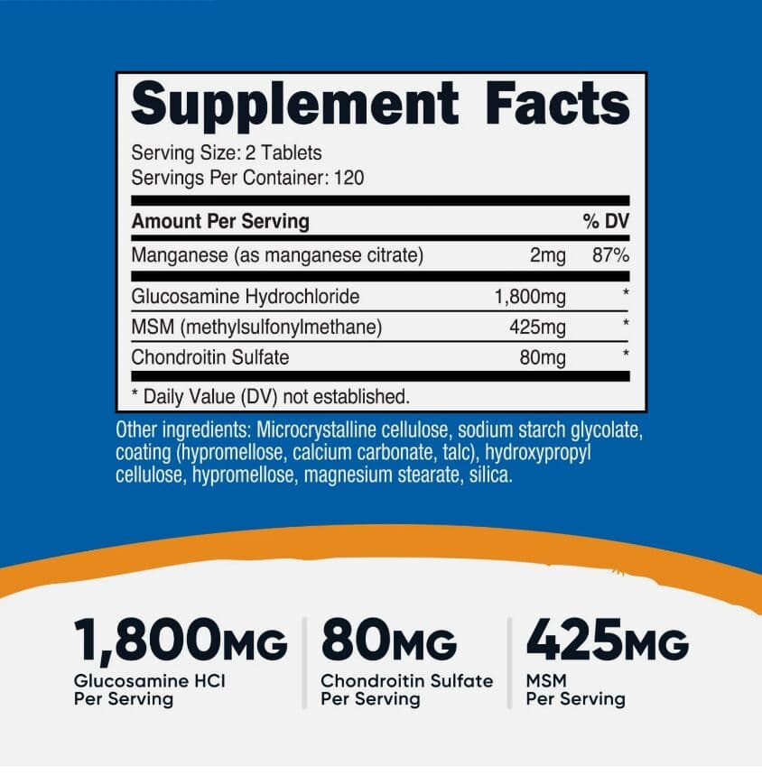 Nutricost Glucosamine 1800mg with Chondroitin & MSM, 240 Tablets