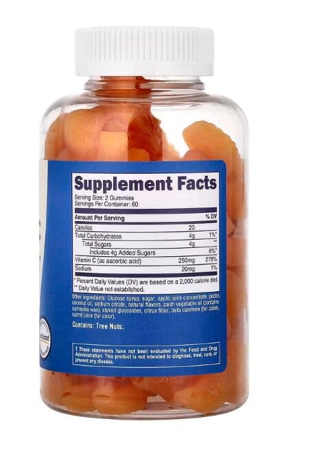 Nutricost Kids Vitamin C Gummies (Ages 4+), Orange, 120 Gummies.