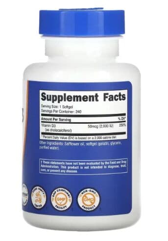 Nutricost Vitamin D3 2000 IU, 240 Softgels
